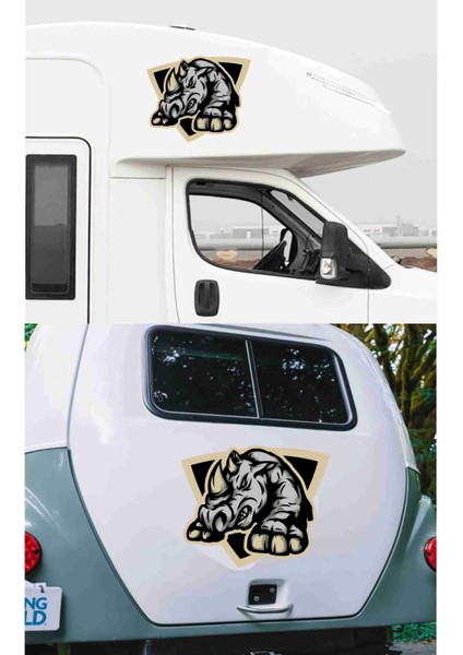 Gergedan Hayvan Araba Oto Motosiklet Karavan Sticker 00446