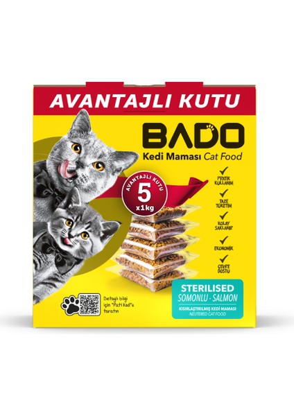 Kısırlaştırılmış Yetişkin Kedi Maması Somonlu 5x1kg