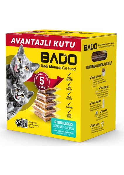 Kısırlaştırılmış Yetişkin Kedi Maması Somonlu 5x1kg fiyatları