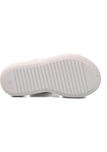 24-402-P Beyaz-Gümüş Ortopedik Taban Kız Çocuk Sandalet