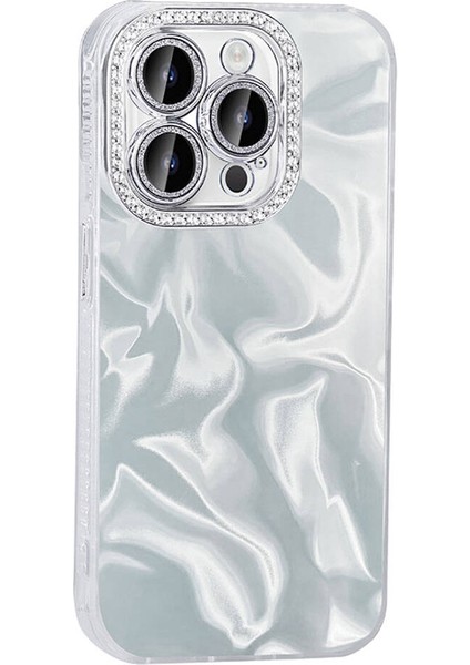 Zeyline iPhone 15 Pro Max Kılıf Airbagli Parlak Taş Detay Tasarımlı Zore Esila Kapak-Beyaz modelleri