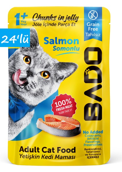 Yetişkin Yaş Kedi Maması Somonlu 85gr 24'lü