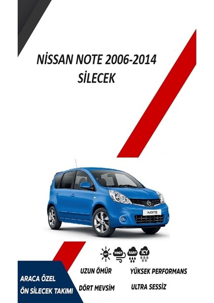 Nissan Note 2006-2014 Uyumlu Model Aralığı Muz Silecek Seti Sürücü Taraf 600MM Yolcu Taraf 350MM