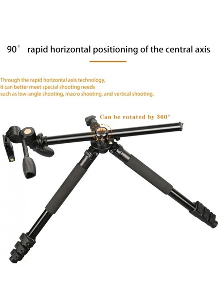 HT-T06 Profesyonel Tripod 190 cm Yatay Kullanım Çok Fonksiyonlu Panoromik Kafa 360 Derece Dönebilir Monopod