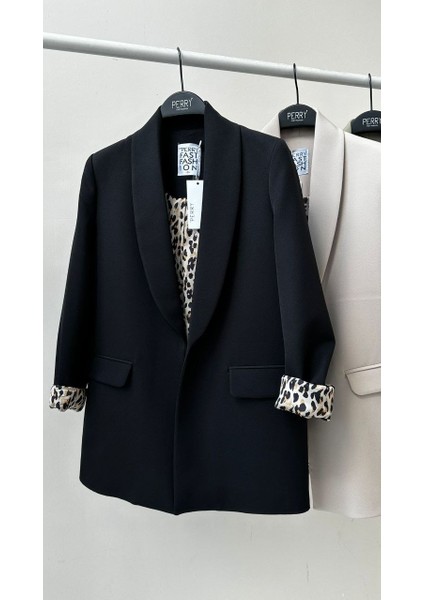 Leopar Desenli Blazer Ceket