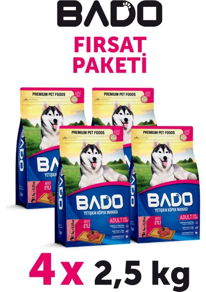 Yetişkin Köpek Maması Etli Biftekli 2,5 kg 4'lü