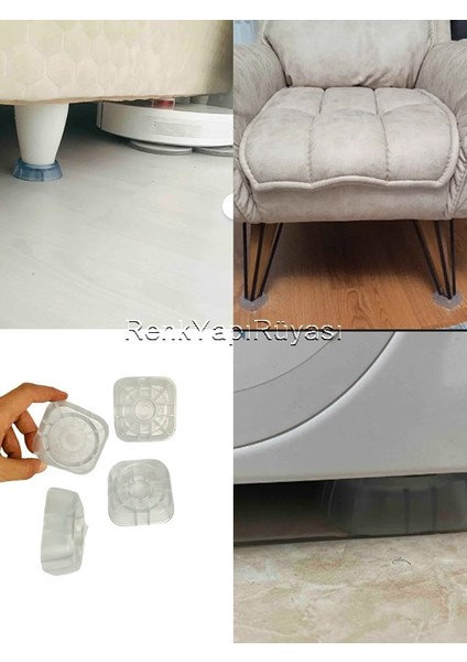 Koltuk, Yatak, Baza, Berjer Ayakları Için Yükseltici ve Koruyucu Silikon Papuç 4 Adet