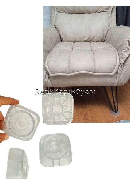 Koltuk, Yatak, Baza, Berjer Ayakları Için Yükseltici ve Koruyucu Silikon Papuç 4 Adet modelleri