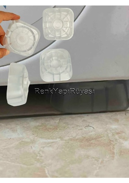 Çamaşır Makinesi Ayakları Için Titreşim ve Sesi Önleyici, Yükseltici ve Koruyucu Silikon Papuç 4ADET