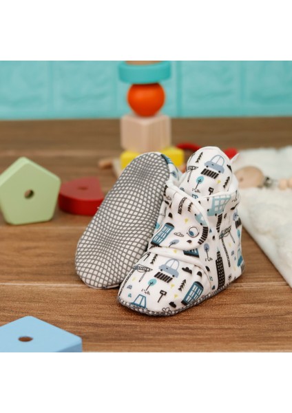Organik Pamuk Bebek Pandufu, Kaydırmaz Taban, Yenidoğan Patiği, Ev Kreş Ayakkabısı, Şehir Hayatı
