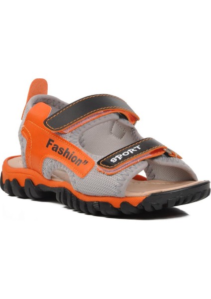 24-410-F Siyah-Turuncu Ortopedik Erkek Çocuk Sandalet