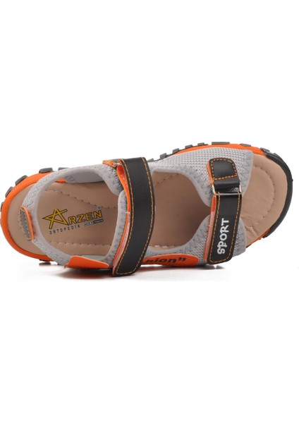 24-410-F Siyah-Turuncu Ortopedik Erkek Çocuk Sandalet