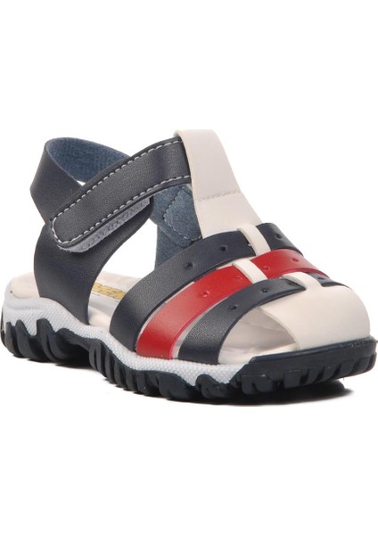 24-417-B Lacivert-Beyaz-Kırmızı Ortopedik Çocuk Sandalet