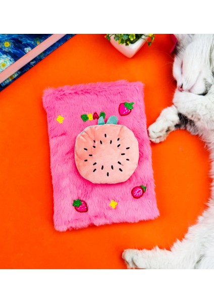 Sevimli Meyve Kabartmalı Peluş Defter