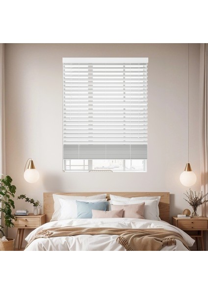 Ahşap Jaluzi Perde 50 mm GERÇEK AHŞAP Redüktörlü / Zincirli BEYAZ Renk fiyatları