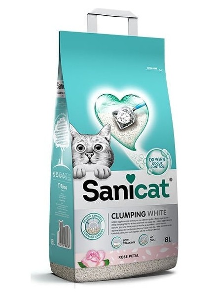 Clunping White Gül Kokulu Topaklanan Kedi Kumu 8 lt