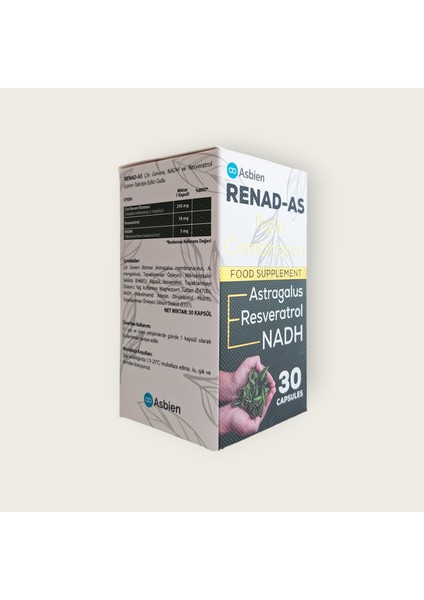 Renad-As , Astragalus (Çin Geveni ) , Nadh ,resveratrol Içeren 30 Kapsül Renadas