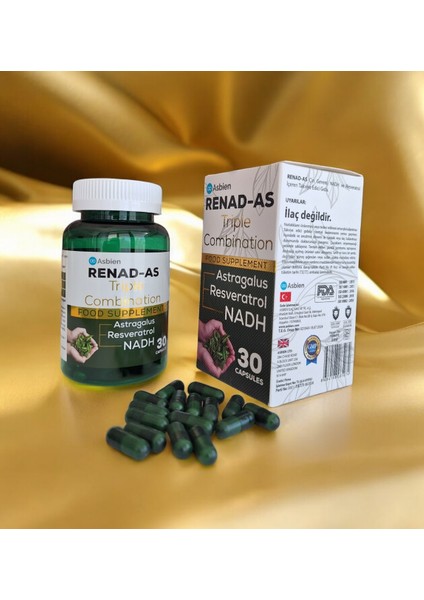 Renad-As , Astragalus (Çin Geveni ) , Nadh ,resveratrol Içeren 30 Kapsül Renadas