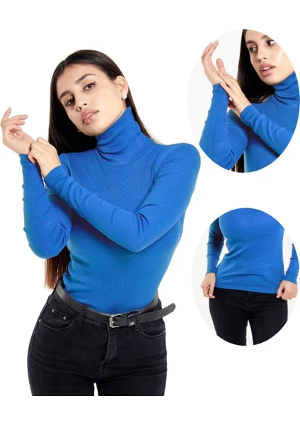 Alya Underwear Kaşkorse Tam Boğazlı Body Sweatshirt Indigo M