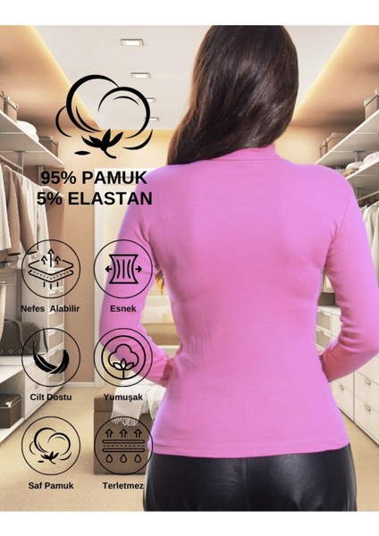 Alya Underwear Kaşkorse Tam Boğazlı Body Sweatshirt, Lila,  2xl