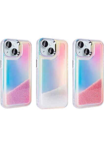 iPhone 15 Kılıf Airbagli Renkli Arka Yüzey Boncuk Tasarımlı Zore Kumul Kapak-Mor