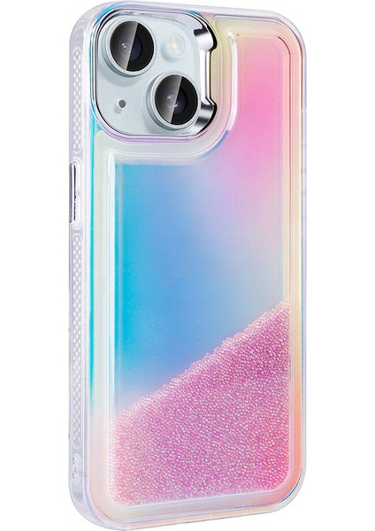 iPhone 15 Kılıf Airbagli Renkli Arka Yüzey Boncuk Tasarımlı Zore Kumul Kapak-Mor