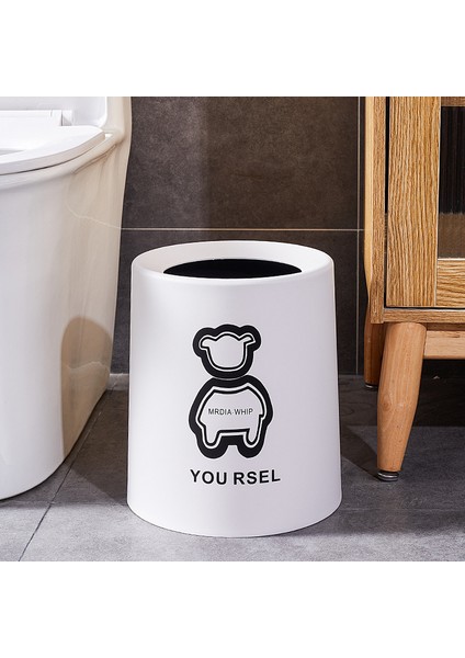 Yuvarlak Varil Şekilli Mutfak Çöp Kutusu Plastik Çöp Sepeti (Yurt Dışından)