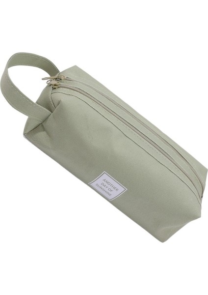 Basit ve Yaratıcı Çift Katmanlı Düz Renkli Kanvas Kalem Çantası Çok Fonksiyonlu Büyük Kapasiteli Öğrenci Taşınabilir Depolama Kırtasiye Çantası Kalem Kutusu (Yurt Dışından)