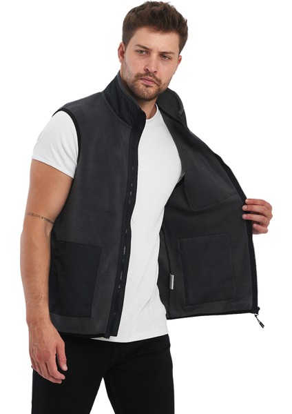 Erkek Polar Kolsuz Çift Renk Yelek 3 Cepli Comfort Fit modelleri