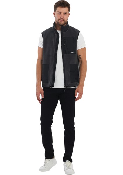 Erkek Polar Kolsuz Çift Renk Yelek 3 Cepli Comfort Fit
