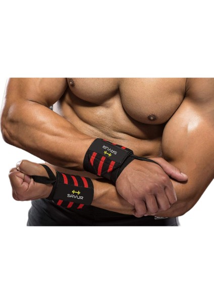 Pro Wrist Wraps - Fitness Crossfit Bileklik Siyah Kırmızı 2'li Paket