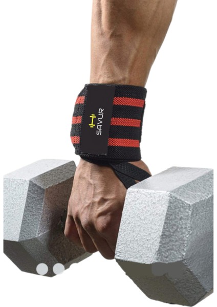 Pro Wrist Wraps - Fitness Crossfit Bileklik Siyah Kırmızı 2'li Paket