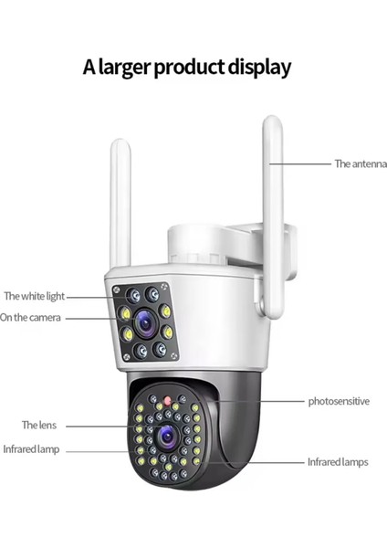 4mp 4K Ultra Hd Gece Görüşlü Çift Lensli Hareket Takipli Alarmlı Dış Mekan Ip Güvenlik Kamerası