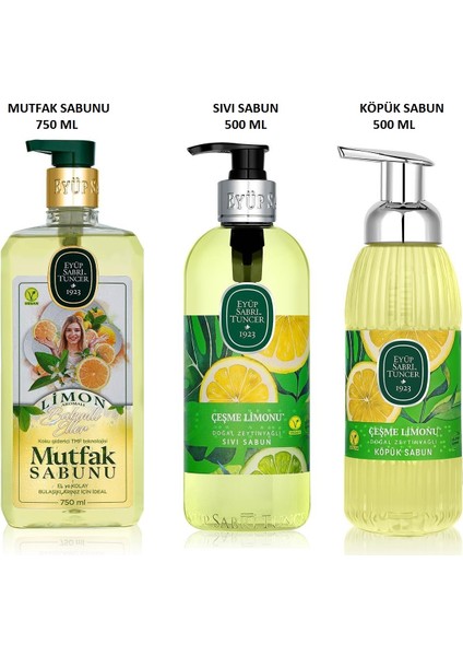 Bakımlı Eller Seti - Limon Mutfak Sabunu + Çeşme Limonu Sıvı Sabun + Çeşme Limonu Köpük Sabun