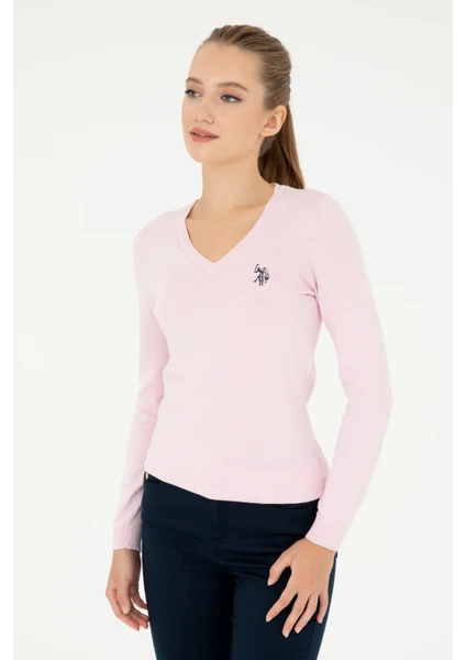 U.S. Polo Assn. Kadın Pembe Triko Kazak 50293542-VR041