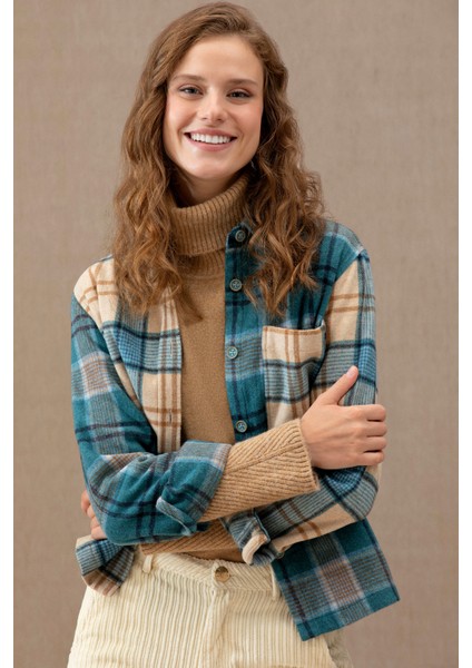 Kadın Mint Gömlek Desenli 50271850-VR090