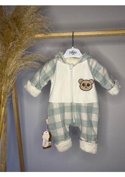 Yeşil Desenli Kışlık Bebek Tulum