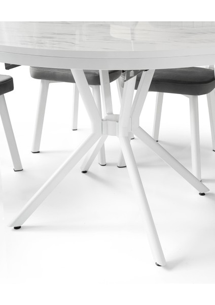 Bade Alfa Mdf Oval Highgloss Açılır Mutfak Masa Sandalye Takımı 73x120 fırsatları