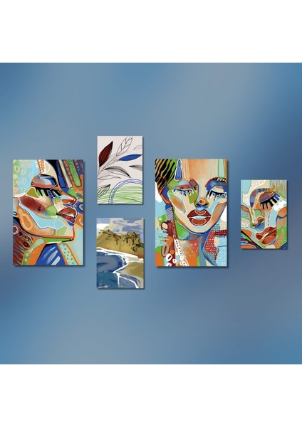 5 Parçalı Kanvas Duvar Tablosu Boho Güzel Kadın Tasarımı fiyatları