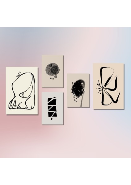 5 Parçalı Kanvas Tablo Modern Soyut Kedi Ve Kelebek Dizaynı fiyatları