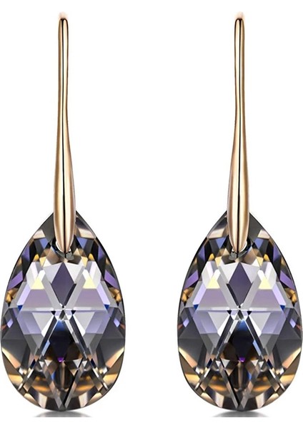 Gold Antrasit Kristal Damla Küpe (Altın Kaplama) fiyatları
