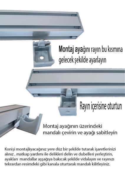 Dekoratif Perde Ray Kornişi alüminyum 2 Kanallı Patina Renkler