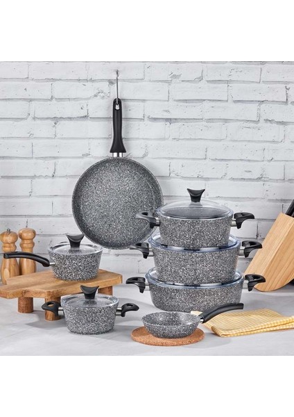 Mastercook 12 Parça Granit Tencere Seti Gri