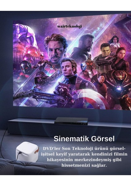 Beyaz Projeksiyon Ev Sineması Bluetooth Wifi Akıllı Android Tv 1080P Hoparlör Smart 4K Kalitesi