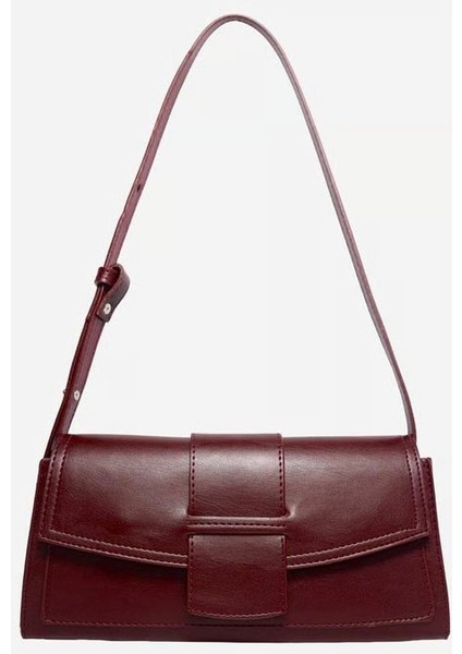 Sade Dikdörtgen Kapaklı Model Mıknatıs Kapamalı Kadın Omuz Çantası