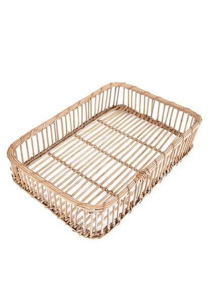 Sooboho Rattan Bambu Dekoratif Tepsi Küçük