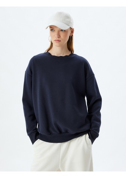 Basic Oversize Sweatshirt Uzun Kollu Bisiklet Yaka