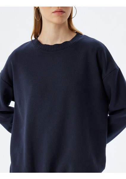 Basic Oversize Sweatshirt Uzun Kollu Bisiklet Yaka