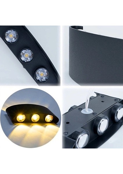 Dekoratif 10w Çift Yönlü Iç-Dış Mekan Siyah Kasa Amber Rengi Işık Duvar Aplik modelleri