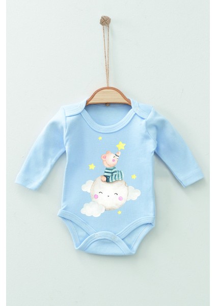 %100 Pamuk Organik Pijamalı Ayı Uzun Kollu Body Badi Bebek Zıbın